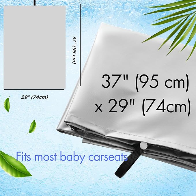 Baby Car Seat Sun Shade Cover with Free Storage Bag Included | Infant Car Seat Heat Protector | UV Protection Cooler Cover | Keeps Toddler Seat Cool in Baby Car | Travel Accessories Silver
