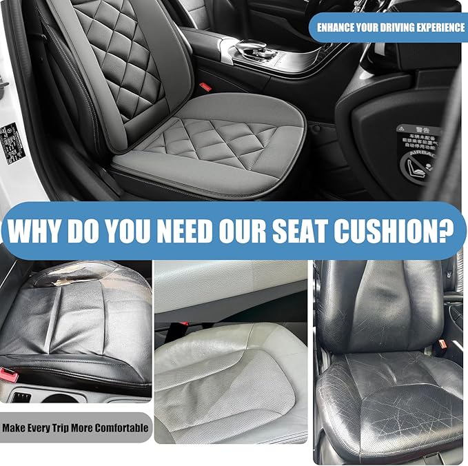 Chezope Car Seat Cushion with Back Support Pillow, Car Seat Cushion for Long Driving, Breathable Car Seat Protector, 1.2'' Thick Memory Foam Design for Pain Relief, Seat Pad for Car SUV Truck (Grey)