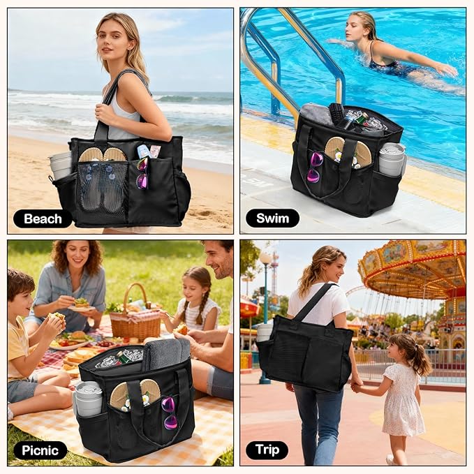 Odoland Soft Cooler Bag - Leakproof & Insulated, 2-in-1 Collapsible Design, Dry/Wet Separation, Large Soft Sided Cooler with Multi-Pocket Design for Beach, Picnic, Camping, Day Trip, Family Size