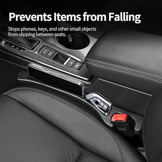 4 Pack Car Seat Gap Filler, Car Seat Gap Plug to Fill The Gap Between Seat and Console, Universal Car Seat Gap Filler Organizer Crevice Blocker Stop Things from Dropping