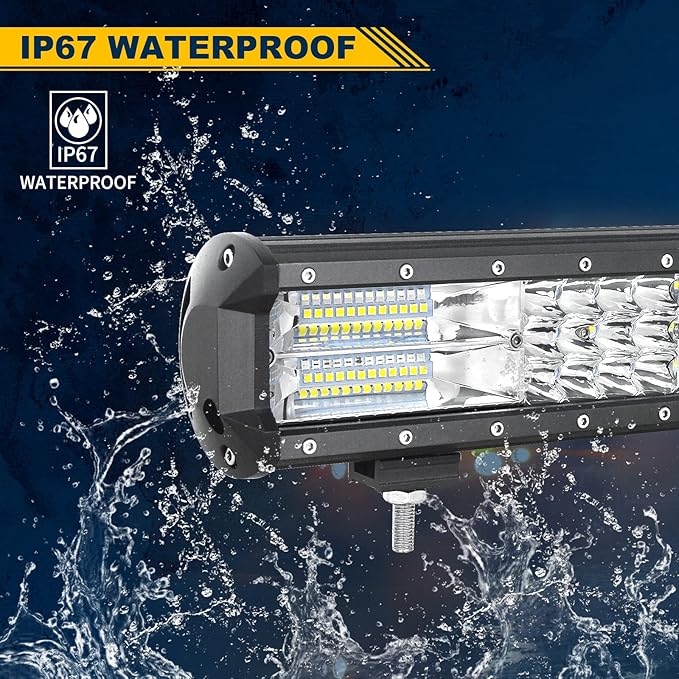 AUXTINGS 18 inch 252W LED Light Bar Triple Row Spot Flood Combo Beam Off Road Lights Waterproof Work Light with Wiring Harness for Jeep Trucks SUV ATV UTV Boat Lights, 12V 24V