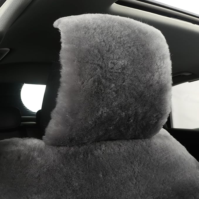 Natural Fur Sheepskin Universal car seat Covers for seat Cushion Auto Accessories, (High Grade Grey, Universal Fit)
