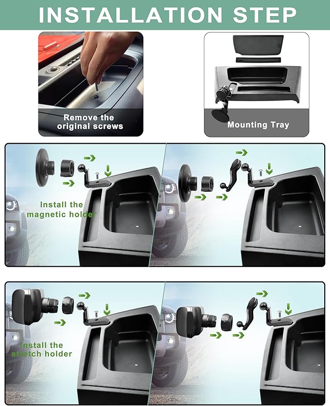 Magnetic Phone Mount for Jeep 2011-2017 Wrangler JK JKU - Dashboard Phone Holder with Magsafe for Jeep Wrangler Accessories (Not for JL JLU JT)