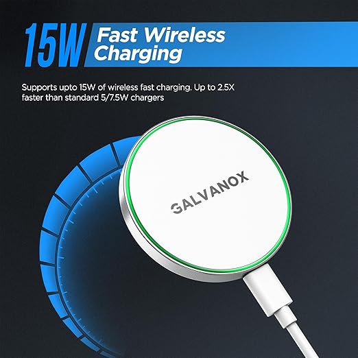 GALVANOX Compatible with MagSafe Wall Mounted Magnetic Wireless Charger, (15W) Fast Charging, Stick-on Adhesive Design with Removable USB-C Cable (5FT) White