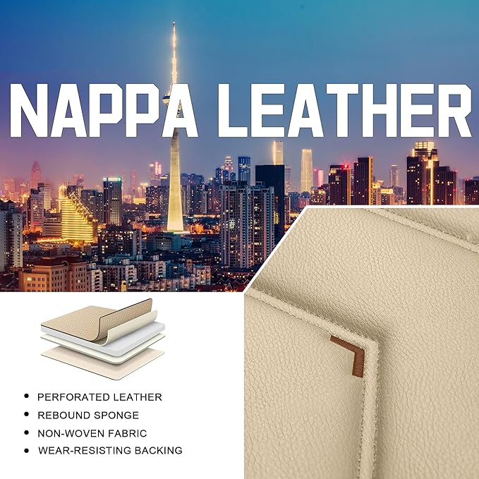 CTDS Car Seat Covers for Honda Civic 2000-2026, Stylish Sport Seat Cover, Premium Nappa Leather Car Seat Cover. Automobile Seat Covers Sets.(Standard 2 Seats/Beige)