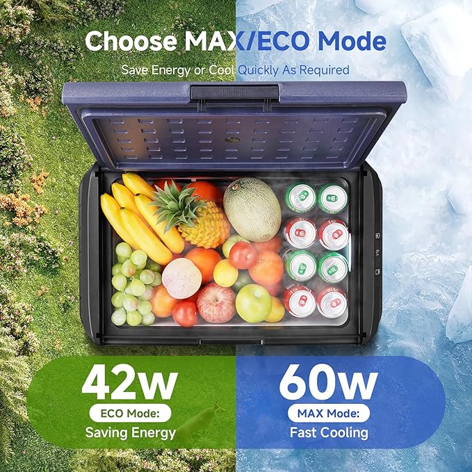 BODEGACOOLER 12 Volt Car Refrigerator, 42QT(40L) IPX4 Waterproof Electric Cooler, 31dB Ultra-Quiet Car Fridge APP Control with 12/24V DC 110-240V AC, -4℉~68℉, Portable for Truck RV Camping, Travel