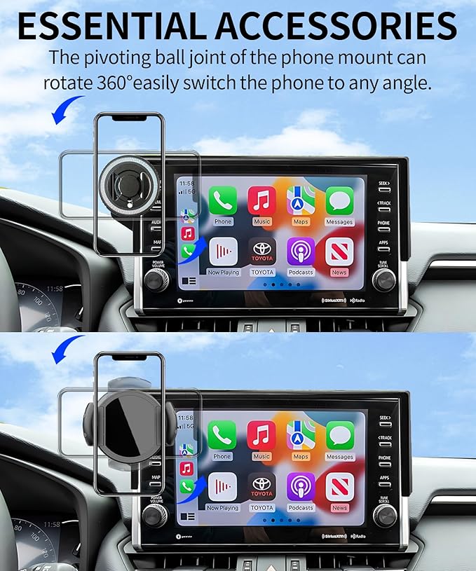 Magnetic Car Phone Mount for Toyota RAV4 2022 Accessories, for MagSafe Strong Magnets Cell Phone Holder 9-Inch Touch Screen Cradles, with Portable Phone Gripper 360° Rotation