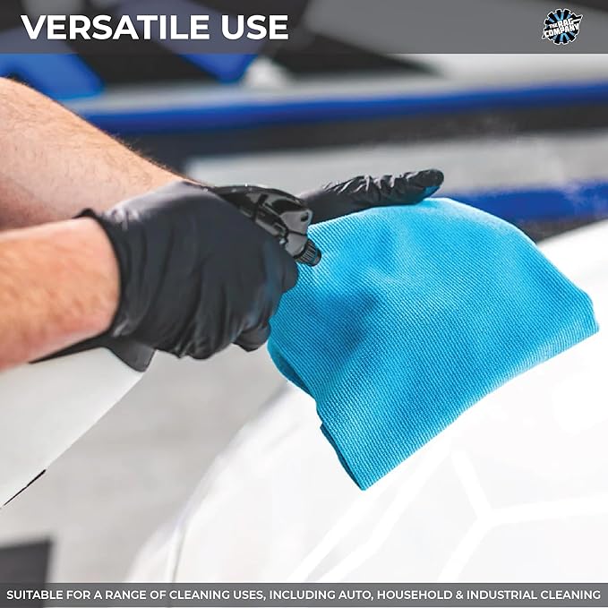 The Rag Company - Ultra Rip N' Rag XL Premium Reusable Pearl-Weave Microfiber Towels for Coatings, Glass, Detailing, Home, RV and More - 50 Count - Quality 70/30 Blend - 280gsm 16" x 16" - Ultra Blue