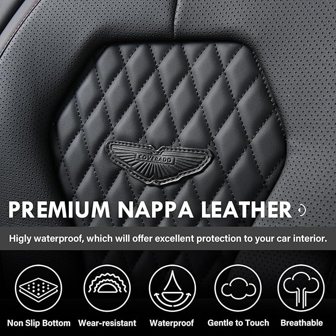 Coverado Automotive Seat Covers, Leather Seat Covers Front Seat, Black Car Seat Covers, Luxury Car Seat Covers, Seat Cushion, Front Driver Seat Covers, Car Seat Protector Universal Fit Most Cars