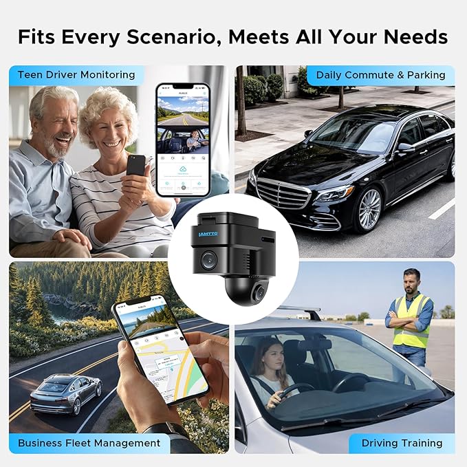 LAMTTO 4G LTE Dash Cam Front and Inside, Dual Dash Camera with Remote Live View via App, Real-Time GPS Tracking,Radar Parking Monitor, Anti-Theft Car Security Camera for Drivers, Fleet & Family Safety