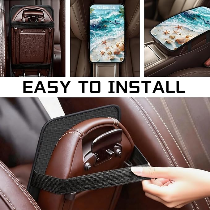 Car Armrest Cover Pad - Car Center Console Cushion Protector Against Pet Claws, Dirt and Sticky Fingers, Comfortable Auto Decor Accessory Fit for Sedan, Van, SUV (AAI-JC0117-1M)