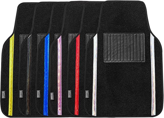 FH Group Universal Fit Car Floor Mats – All-Purpose Carpet Floor Mats & Protectors for Cars, SUVs & Trucks, Durable Automotive Carpet Mats, Red & Black