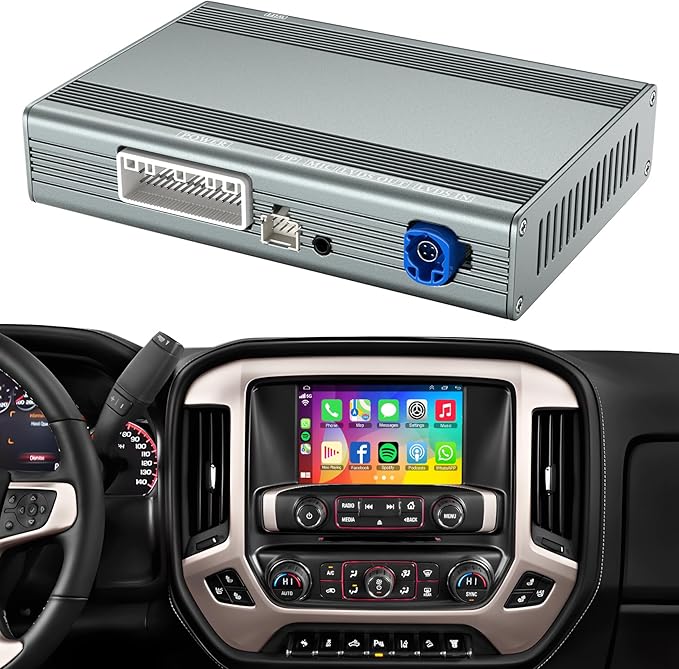 Wireless Carplay Android Auto Adapter Decoder Box for Cadillac, Buick, Chevrolet, GMC 2014-2020, Carplay Retrofit Kit, Support Mirrorlink, Reverse Camera