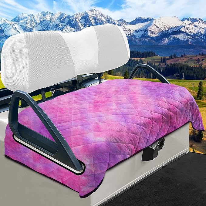 YOKYHOM Golf Cart Seat Covers for 2 & 4 Passenger Carts, Thick Short Plush with Non-Slip Backing, Ultra Soft Seat Towel Blanket, Fits EZGO, Club Car, Yamaha, 51"x30.5", Pink Purple