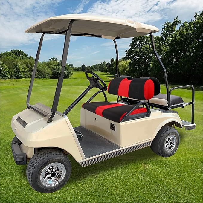 EZGO Golf Cart Front Seat Covers, Golf Cart Seat Cover Fit for EZGO TXT OEM Ordinary Seat Cushion, Washable Breathable Air Polyester Mesh Cloth, Cool in Summer and Warm in Winter