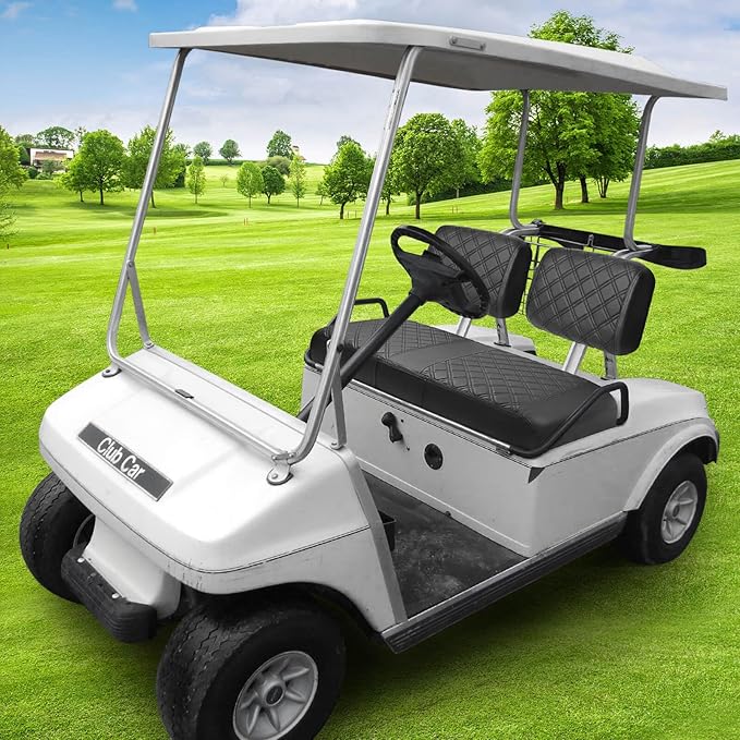 Club Car DS Pre-2000 Seat Cover, Golf Cart Front Seat Cover Fit For Club Car DS 1982-2000 OEM Ordinary Seat Cushion, Concave and Convex Design Appearance, Thick Vinyl Leather Comfortable/Breathable