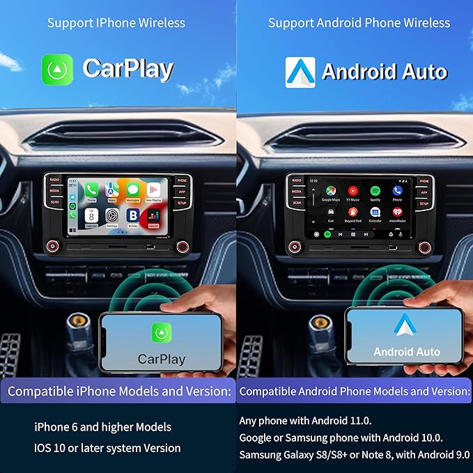 SCUMAXCON Car Stereo Radio RCD360 PRO3S RCD330 Carplay Wireless Android Auto Bluetooth USB AM/FM RVC SD for VW Golf MK5 MK6 Passat Polo Jetta EOS CC (Backup Camera Actived)