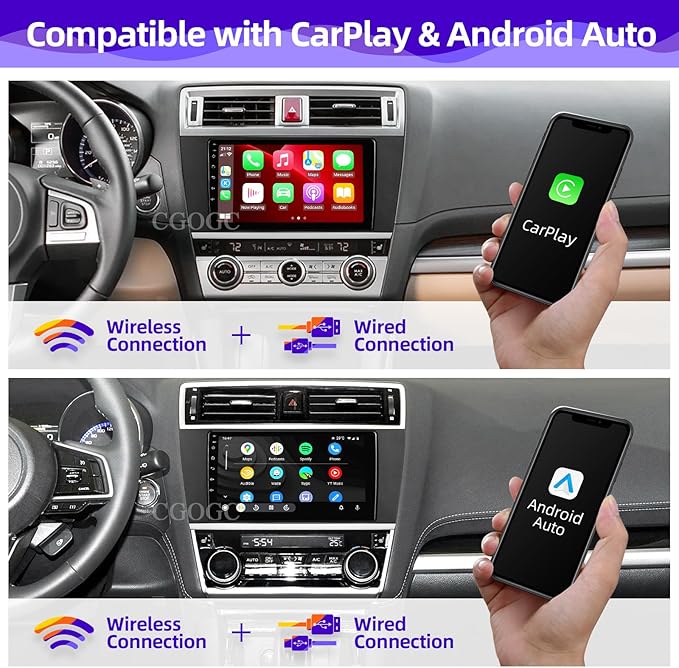 Android Car Radio Upgrade Compatible with Wireless Carplay Android Auto for Subaru Outback Legacy 2015-2019 8 Core Touchscreen Stereo Bluetooth GPS WiFi AM/FM Backup Camera Navigation Head Unit