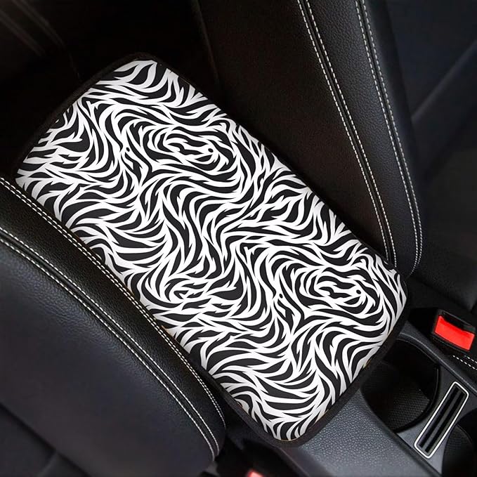 Zebra Stripes Armrest Cover Pad, Universal Car Center Console Cushion Pad, Protect from Pet Claws, Dirt, and Sticky Fingers, Auto Decor Accessories