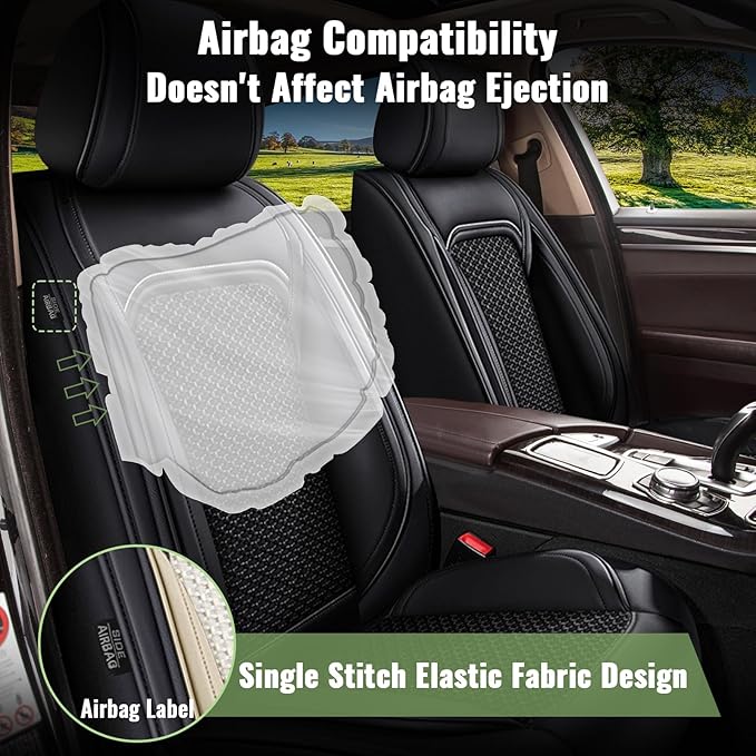 Car Seat Covers Full Set for Subaru Crosstrek 2016-2024 2025 2026, Breathable Cooling Ice Silk Leather Car Seat Covers, 5 Seats Vehicle Seat Protector Seat Cushion Auto Accessories (Black)