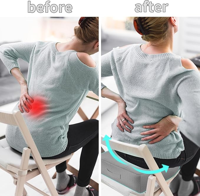 Height-Adjustable Seat Cushion-15.7x15.7x4.7inches Improved Model with Adjustable Height Breathable Nylon mesh Fabric Ergonomic Design Suitable for use in Cars, Offices, and Outdoors