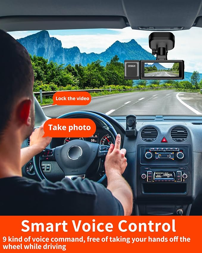 Kingslim D4PRO Dash Cam Front and Rear - 4K + 2K Dual Car Dashcam with WiFi GPS Dash Camera, Optional Inside Recording, Voice Control, Type C, Support 256GB Max