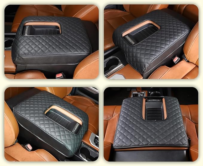 CHEAYAR Center Console Armrest Cover Kit,Console Armrest Cushion Automotive Customized Console Armrest Cushion, Fit for Toyota Tundra 2014-2020 Accessory Organizer Protector (Plaid - All Black)