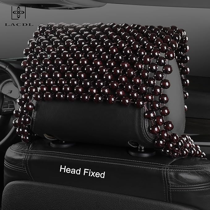 LACDL Beaded Seat Covers for Truck, Trailer, Van, RV, Car Seat Cooling Cover, Auto Ventilated Seat Cushion, Wood Breathable Car Seat Beads, Seat Cooler Pad Sweat Protector for Summer, Dark Red