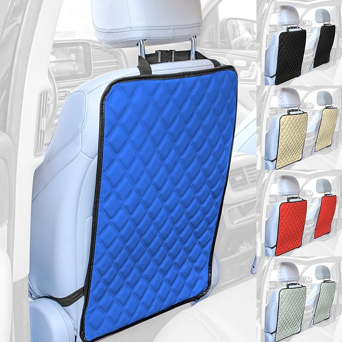 FH Group Faux Leather Seat Back Kick Protectors – 2 Pack Diamond Stitched Back Seat Protector for Driver and Passenger Seat, Waterproof, Easy to Clean