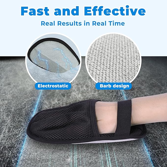 GRENTY 2 PCS Pet Hair Removal Glove for Dogs & Cats, Upgraded Five-Finger Electrostatic Magic Brush Pet Hair Remover, Pet Hair Removal Tools for Clothing, Carpet, Sofa Gaps, Car Seat
