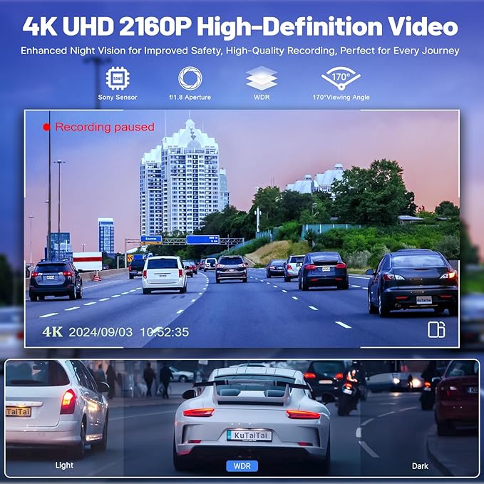 4K Dash Cam fit for Honda CRV 2023 2024 2025 2026 Sport Touring EX EX-L Hybrid, UHD 2016P, OEM Look, in-Dash WiFi & APP, Loop Recording, G-Sensor, 24H Parking Monitor, 128GB Card-Black
