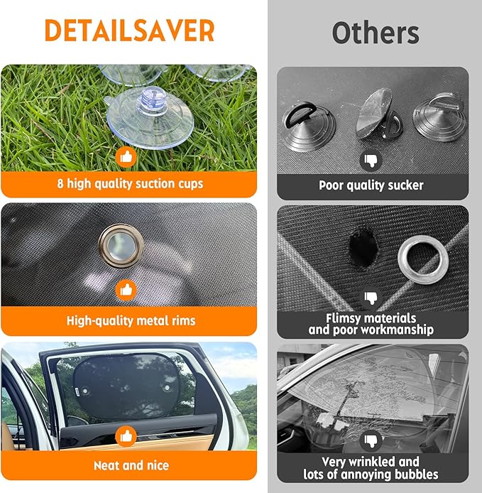 [2026 Upgraded] Car Shades for Side Windows 19"x12"(4 Pack),Sun Shade for Window with 8 Suction Cups,Car Window Shades Can Blocks 99.98% UVR,Window Shade for Baby