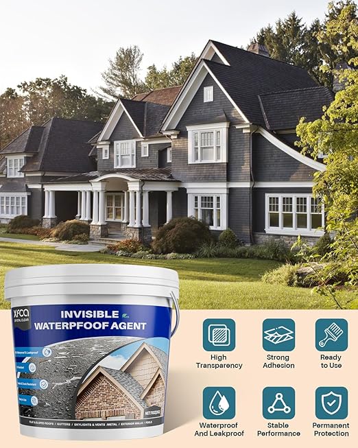 Transparent Waterproof Coating 70oz(2 KG), Clear Waterproof Sealant, Liquid Invisible Water Proof Agent for Roofs Walls,Garden,Bathroom,Kitchen Indoor & Outdoor Water Proof Sealant