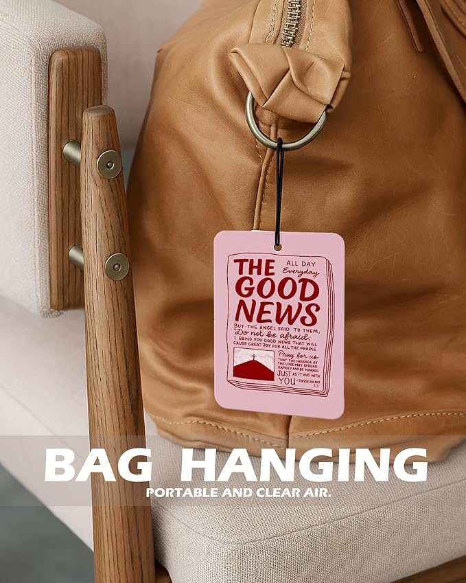 Retro Pink Christian Car Air Freshener 4 Pcs, Neutral Bible Verses Hanging Air Freshener for Cars Bathroom Dorm Books Decor, Vintage Religious Accessories Gifts for Women Men