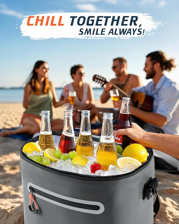 Soft-Sided Cooler Bag, 7/16/30 Can Insulated Lunch Box, Waterproof, Leak-Proof, Portable Lunch Bag for Work, Beach, Drink, Travel, Camping, Picnic