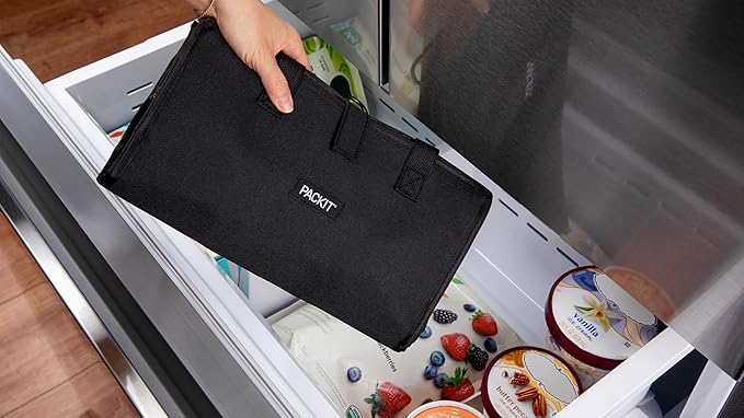 PackIt Freezable Grocery Tote, with EcoFreeze Technology, Foldable, Reusable, Zip Closure, Dual Handles