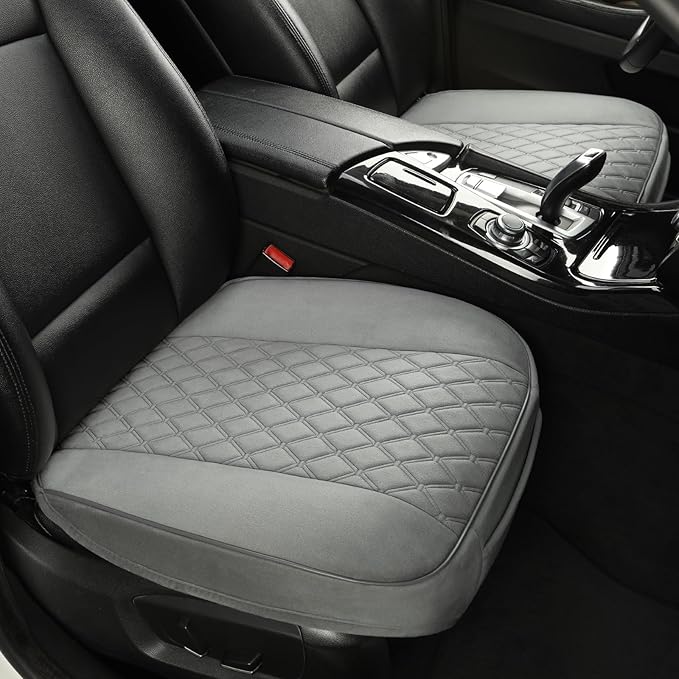 West Llama Front Car Seat Cover Protector, Comfortable Velvet Bottom Seat Cover Fits 95% of Vehicles,Cars,SUVs,Sedans,21.26 × 20.86 Inch(2PC-Gray)