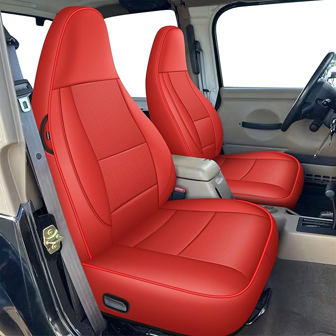 AOMSAZTO Custom Fit Seat Covers for Jeep Wrangler 1997 1998 1999 2000 2001 2002 Waterproof Car Seat Covers Full Set Black