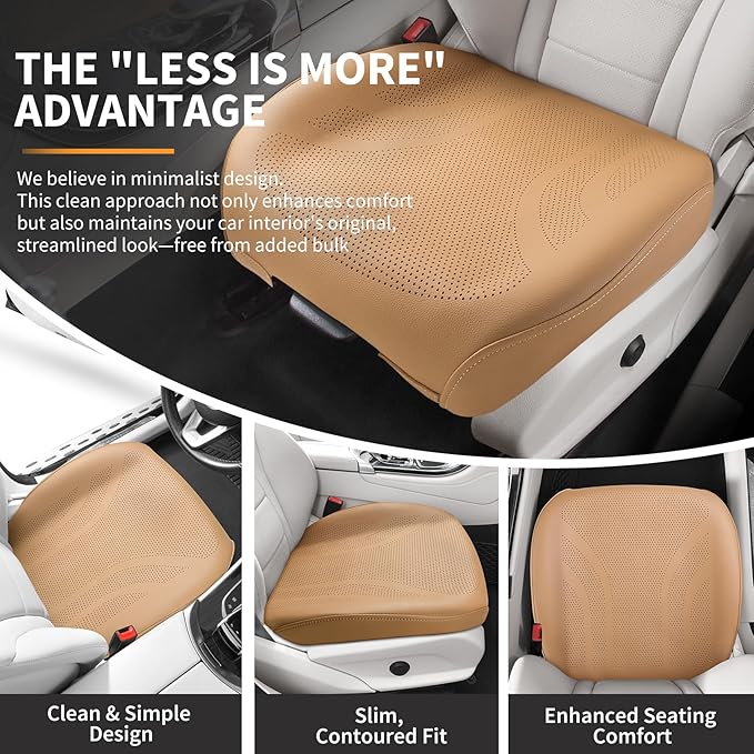 1 Piece Front Leatherette Seat Covers Faux Leather Bottom Car Seat Covers, Super Breathable,Anti-Slip,Universal Seat Covers for Cars,Full Wrapping Edge Fit for Most Sedans SUV Pick-up (Brown)