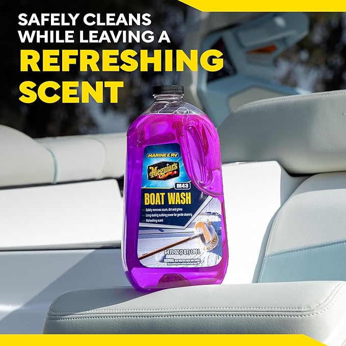 Meguiar's M43 Marine/RV Boat Wash,pH-Balanced Boat/RV Wash for Protecting Fiberglass and Gel Coat,Streak-Free Shine that Keeps Surfaces Clean and Protected,64 Oz,(Pack of 2)