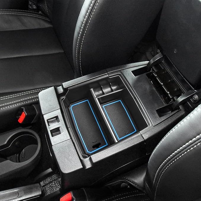EDBETOS Center Console Organizer Tray Compatible with Jeep Wrangler JK/JKU 2011-2018 Rubicon Sport Sahara Accessories Armrest Storage Glove Box, (Blue Trim)