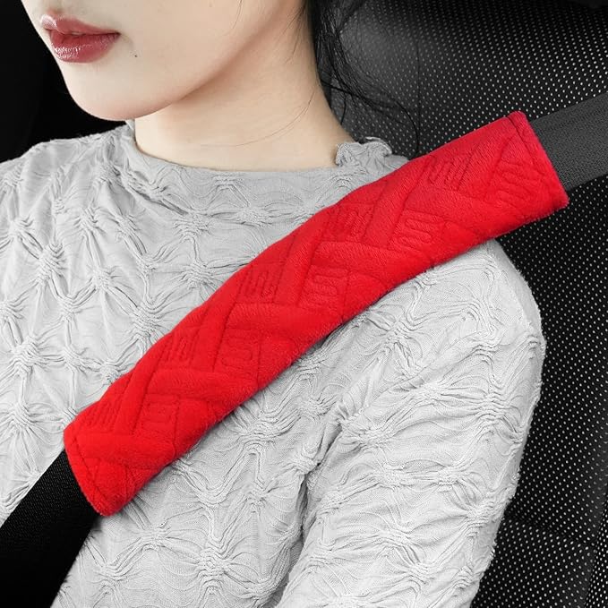 JUSTTOP 2-Pack Universal Car Seat Belt Pads Cover for A More Comfortable Driving, Seat Belt Shoulder Strap Covers Harness Pad for Car Interior Accessories(Red)