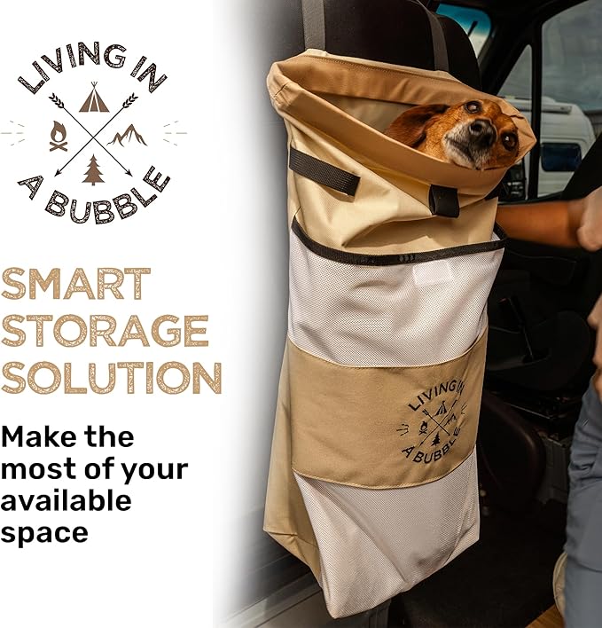Living in a Bubble Wet Dry Laundry Bag – Portable Waterproof Laundry Hamper for RV, Campervan & Travel – Foldable Clothes Organizer with Separate Wet & Dry Compartments