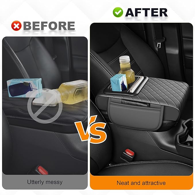 Armrest Cover for Car Fit for Jeep Gladiator - Center Console Cover with Cup Holders and 2 Storage Pockets(Grey)