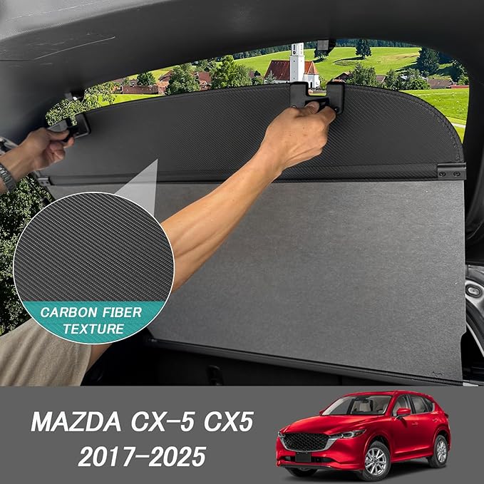 Cargo Cover for Mazda CX-5 CX5 2025-2017 Accessories Retractable Trunk Cover Security Shielding Shade Cargo Luggage Cover Trunk Privacy Protection (Carbon Fiber Texture)
