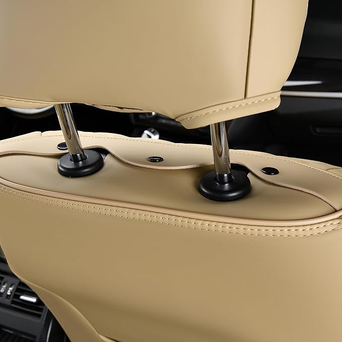 FLORICH Seat Covers for Cars, Waterproof Seat Covers, Leather Car Seat Covers 2 Pack, Universal Seat Cushion Protector for Most Cars Trucks SUV-Beige
