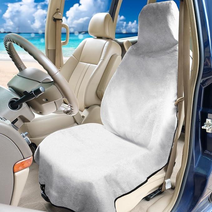 Waterproof Seat Cover Towel, 2PCS Premium Sweat Carseat Protector, Perfect for Universal Anti-Slip Car Truck SUV Seat, Great for Surfing Yoga Gym Workout, Gray