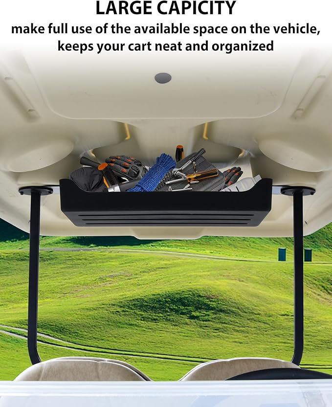 SAUTVS Rear Overhead Storage Tray for Club Car Tempo 2025 Golf Cart Accessories, Roof Rear Storage Box Ceiling Organizer Tray Compatible with Club Car Tempo 2025 Standard Factory Golf Cart
