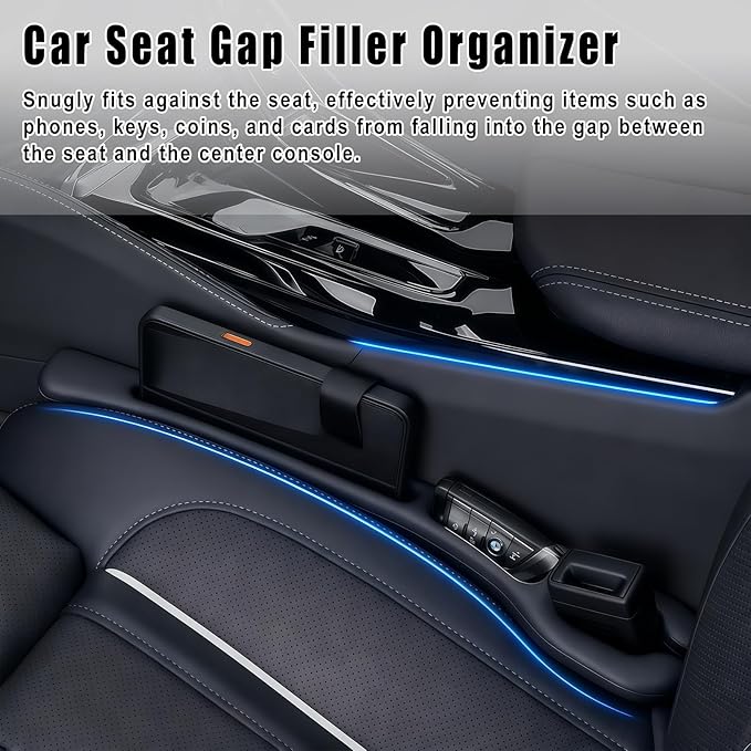 Car Seat Gap Filler Organizer 2 PCS Black Universal Seat Gap Plug Blocker Anti-Drop Console Catcher Phone Keys Storage for Car Truck SUV Auto Accessories Style3