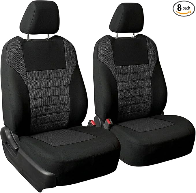 FH Group Automotive Car Seat Covers Front Set Premium 3D Air Mesh Front Seat Covers, Airbag Compatible Universal Fit Interior Accessories for Cars Trucks and SUVs - Black